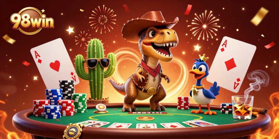 Experience thrilling wins at 98win in a vibrant poker scene with iconic characters.