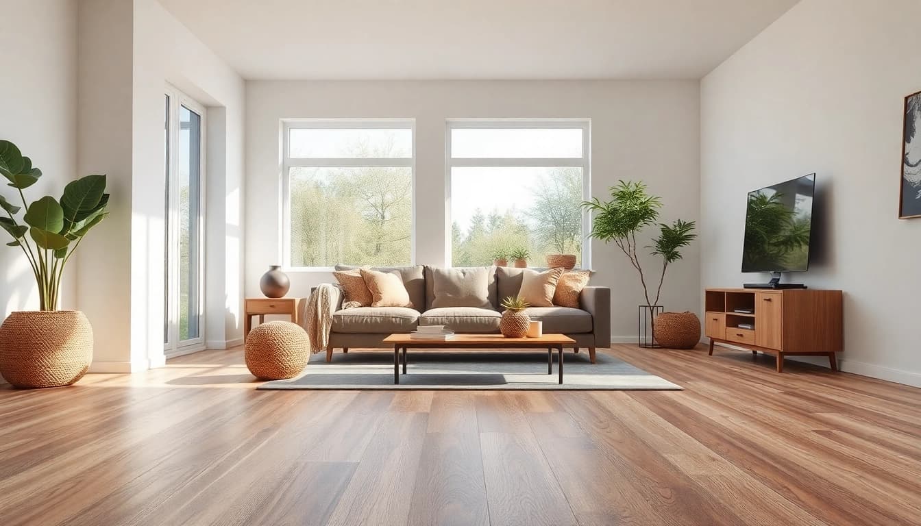 Transform your space with cheap vinyl flooring that combines style and affordability in a modern living room setting.