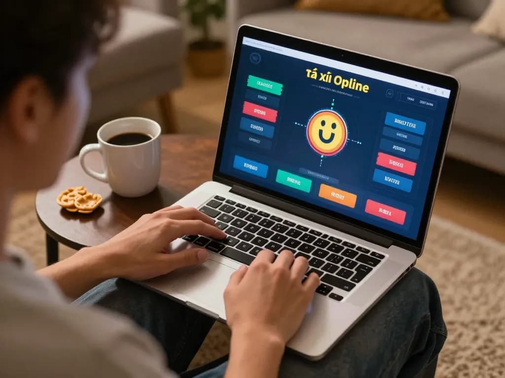 Tactile online game of tài xỉu online engaging players on a modern laptop, showcasing strategic betting.