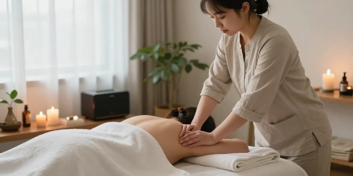 Professional therapist delivering 동탄출장마사지 in tranquil home setting, creating a relaxing atmosphere for clients.