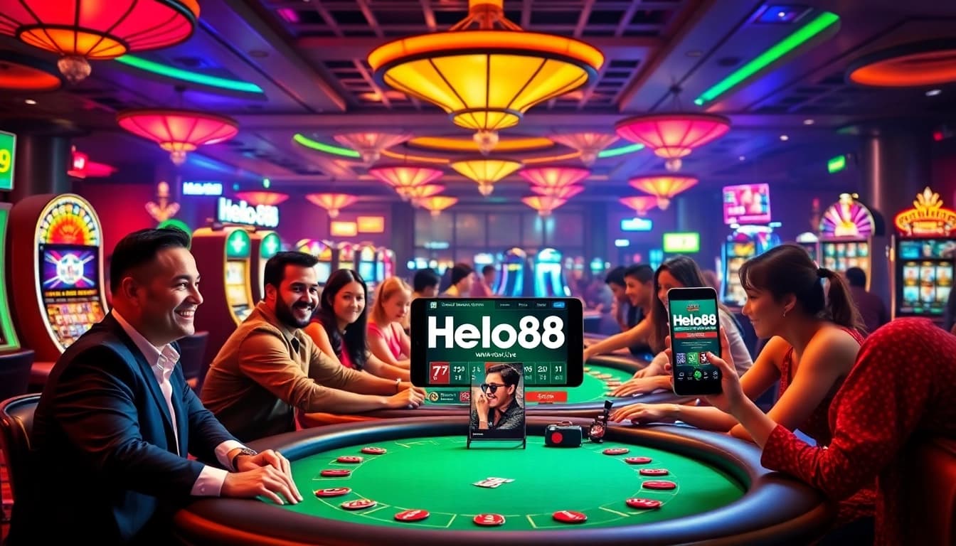 Hello88win.live engaging casino environment with diverse players enjoying gambling experiences.