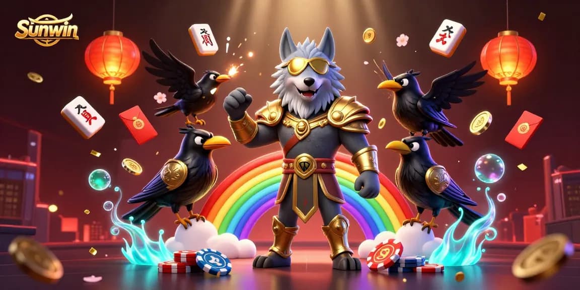 Experience thrilling gaming at Sunwin with 3D Odin and magical casino elements in a vibrant scene.