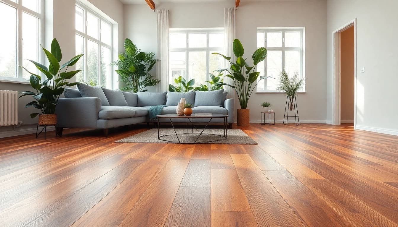 Transform your space with stunning luxury vinyl flooring near me, showcased in a modern living room setting.