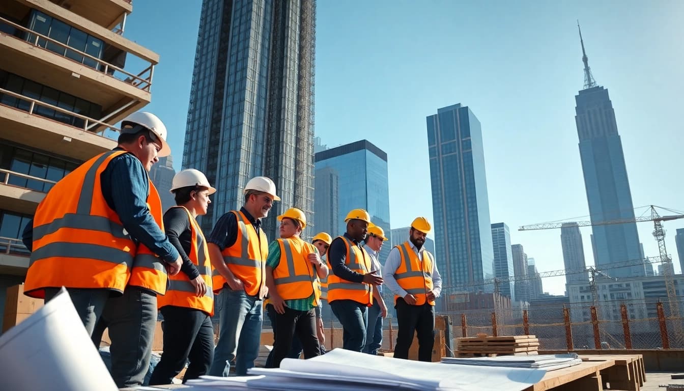 New York City Commercial General Contractor team coordinating on a construction site project.