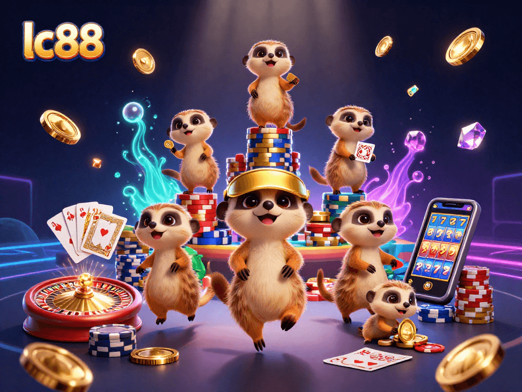 Engage with thrilling games at lc88 casino through adorable meerkat characters in dynamic gambling action.