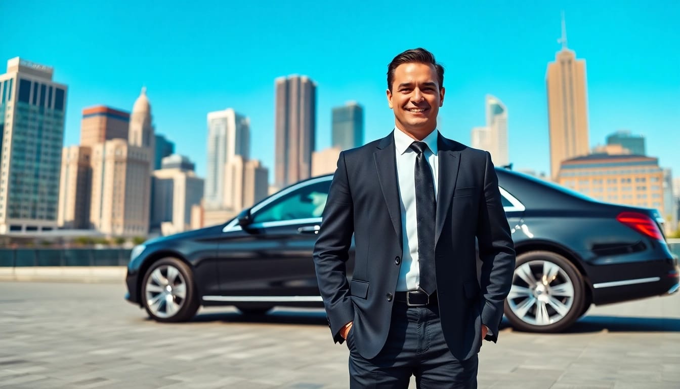 Experience premium Chauffeur Services Nottingham with a professional driver beside a luxury vehicle.