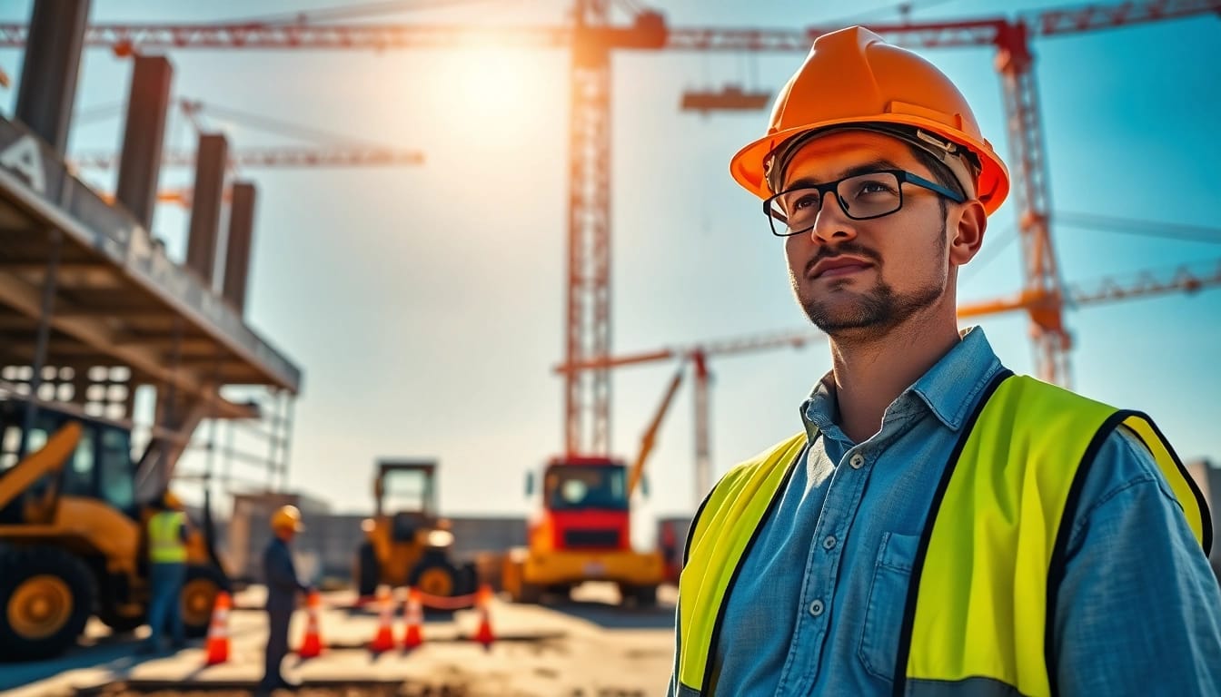 New Jersey General Contractor managing a busy construction site with workers and machinery.