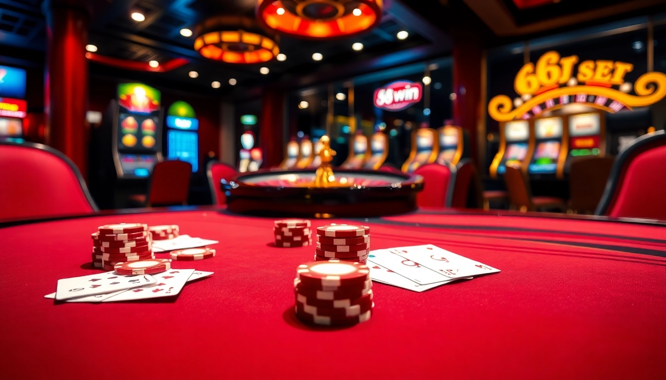 Engaging 68win scene depicting an exciting poker game with luxury details and vibrant casino atmosphere.