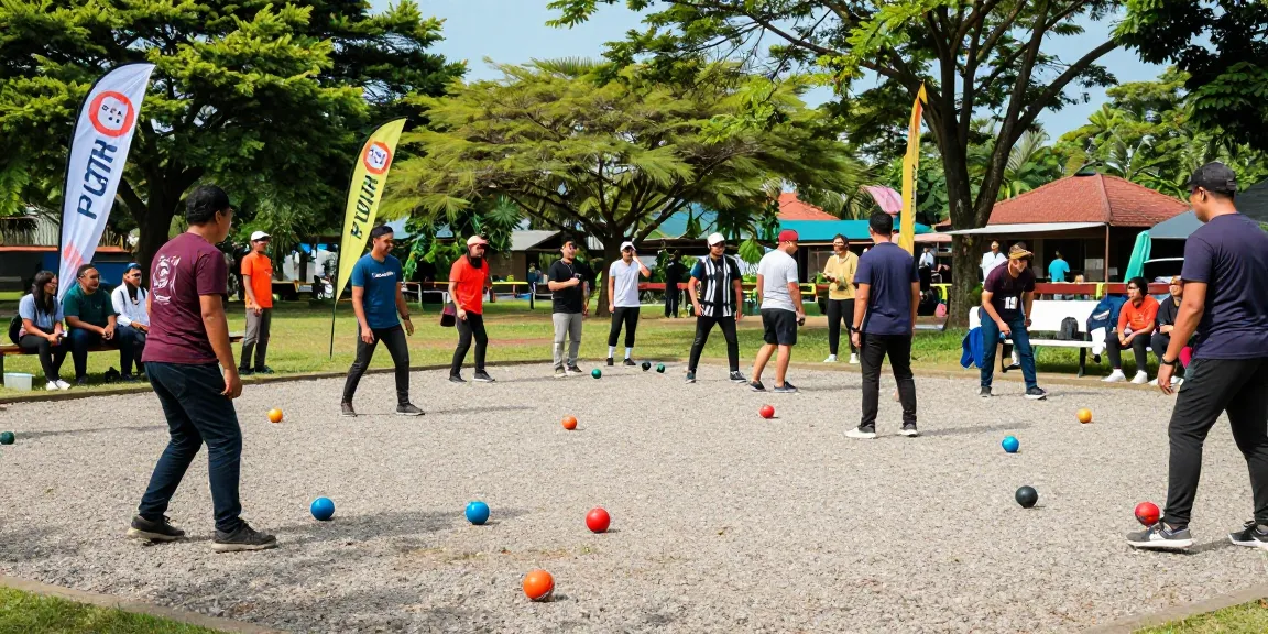Players enjoying a vibrant petanque match at fopikotapalu.org community park, showcasing skill and camaraderie.