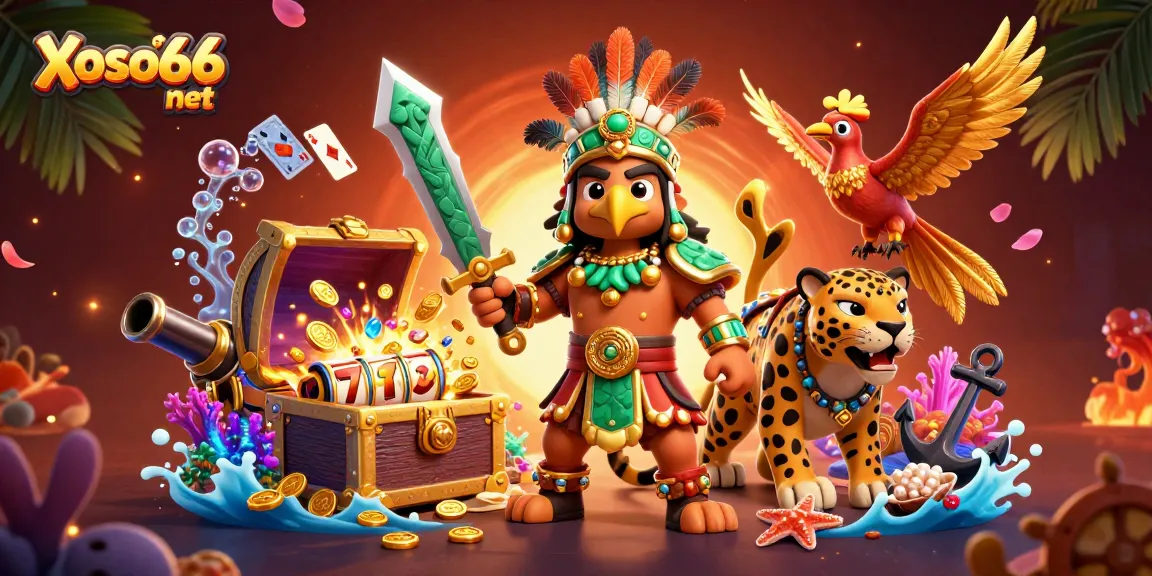 Xoso66 net players win with colorful slot reels, gold coins, and a vibrant casino atmosphere