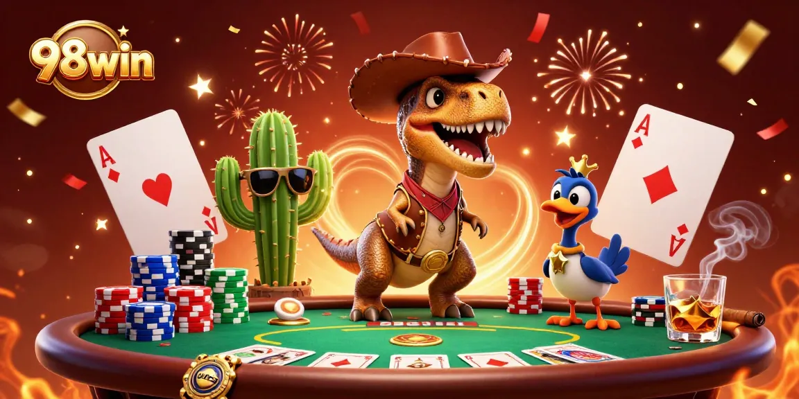 Experience thrilling wins at 98win in a vibrant poker scene with iconic characters.