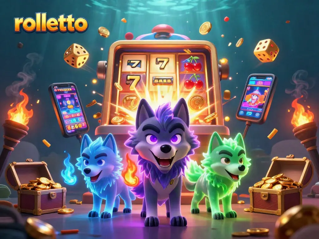 Experience thrilling action with rolletto at a vibrant, visually engaging 3D casino scene bursting with excitement.