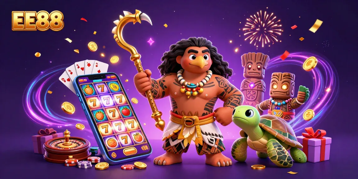 Experience thrilling gameplay at EE88 with a Polynesian demigod and enchanting casino elements.