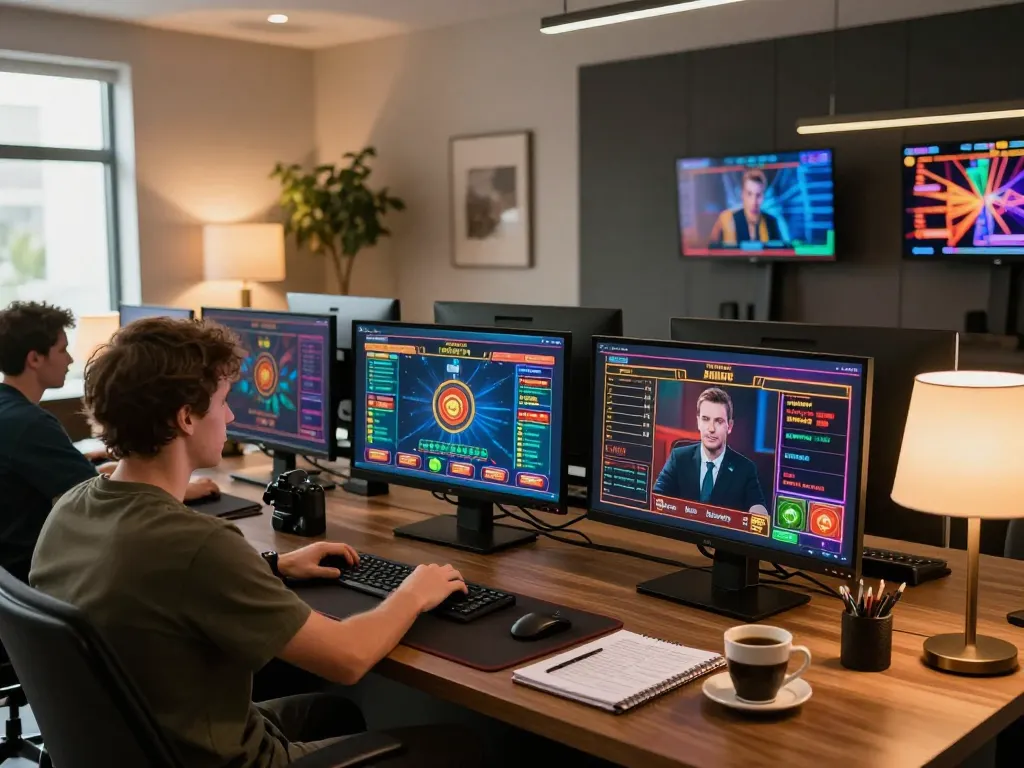 Engaging with max88 online casino games on multiple screens in a modern home setup.