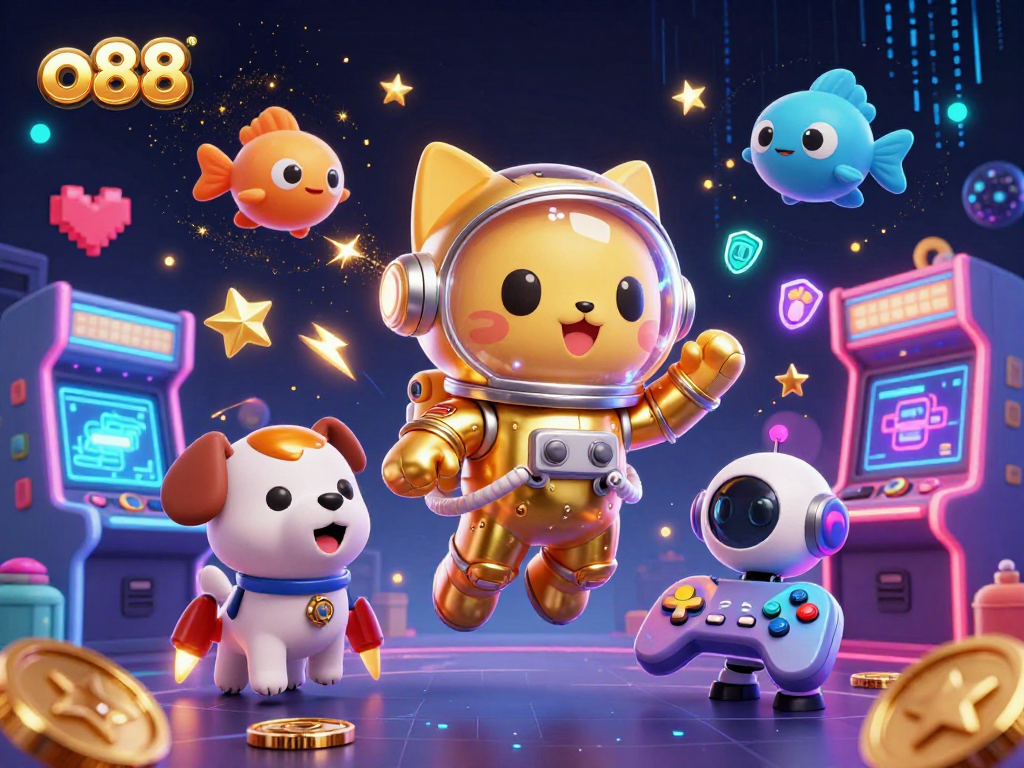 Play vibrant casino games with o88's colorful arcade atmosphere and exciting characters.