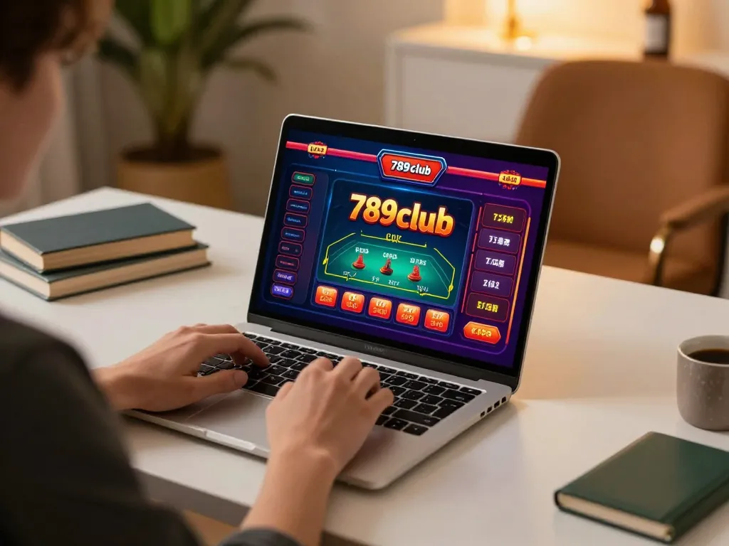 Engaging with 789club online casino on a laptop for strategic play and bankroll management