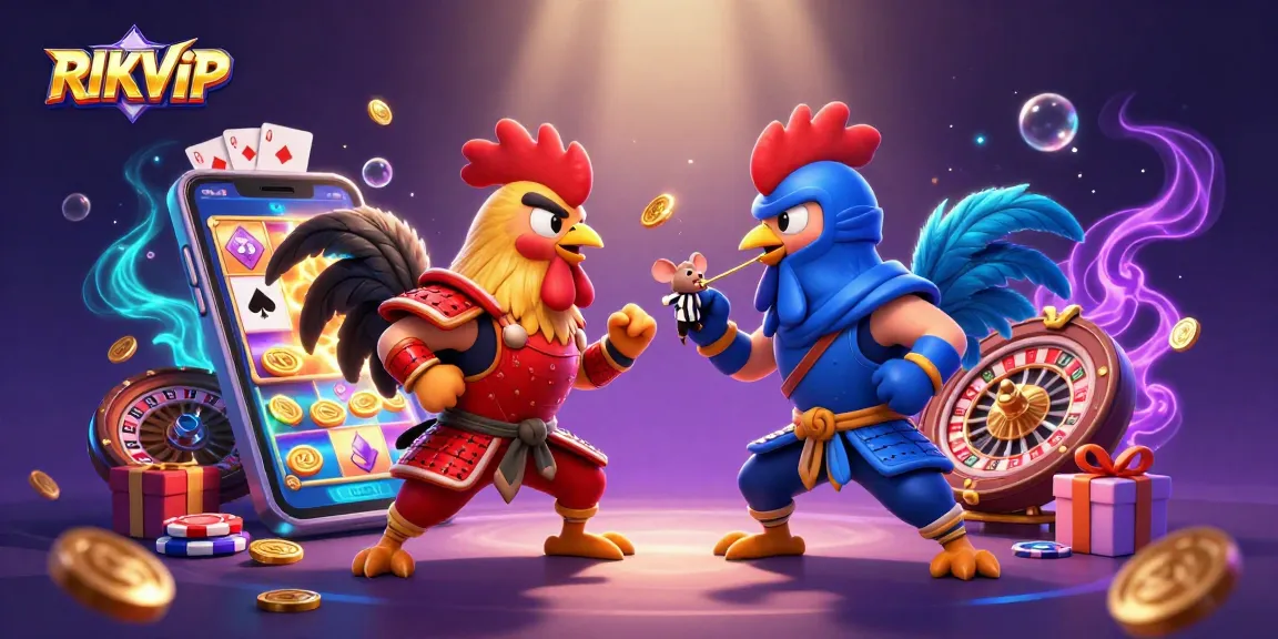 RIKVIP showcases an epic standoff between roosters, emphasizing thrilling casino battles.