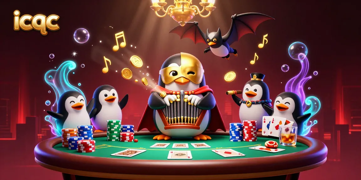 Experience thrilling games at icqc with a vibrant 3D casino scene featuring flying poker elements.