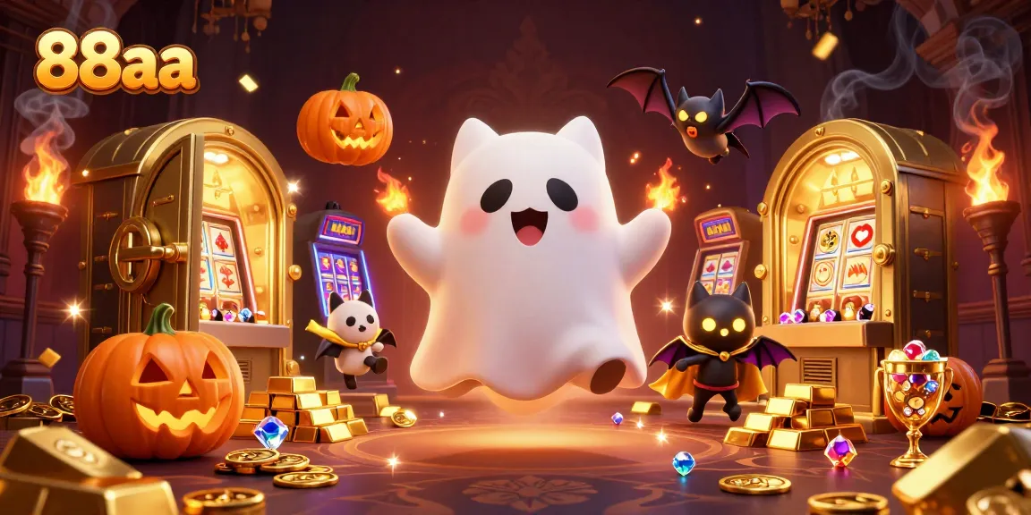 Win big at 88aa with ghost cat in a haunted casino surrounded by golden treasures.