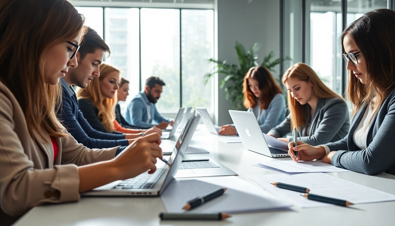Fill out the eta uk application form at a modern office setting with professionals engaged.
