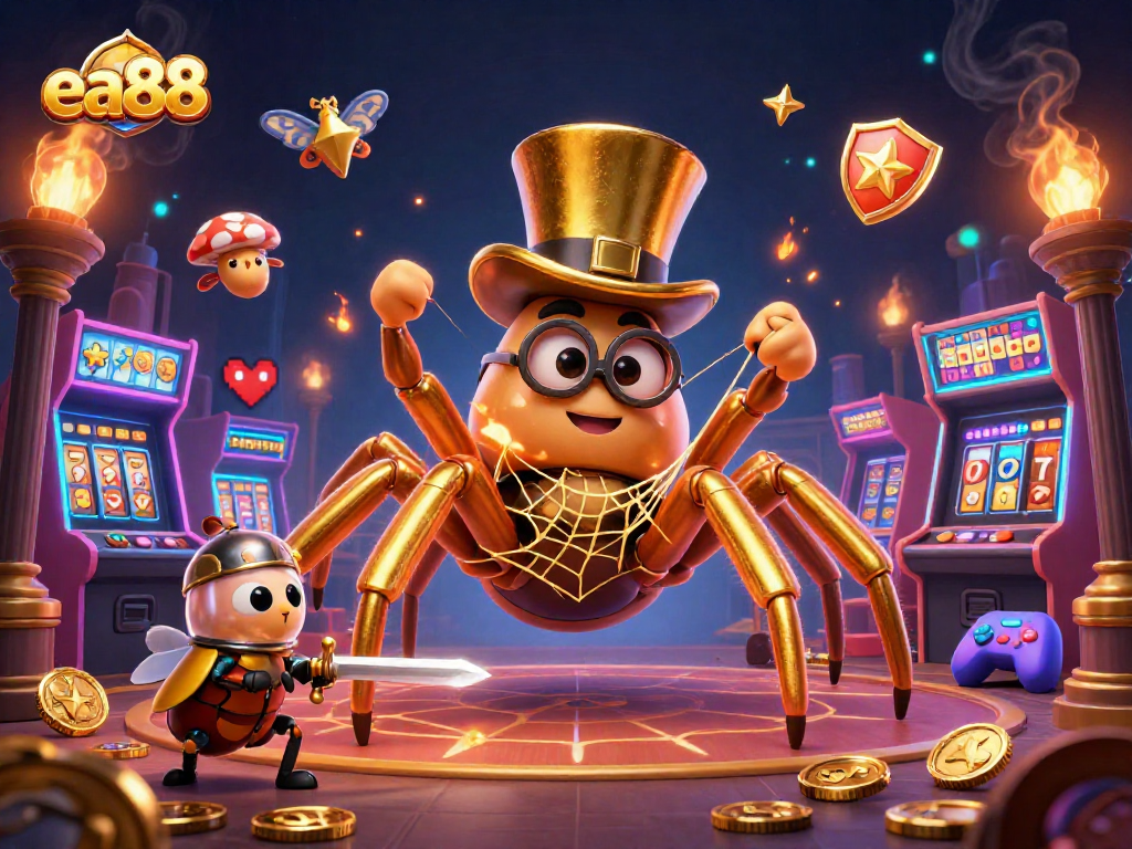 ea88 offers a thrilling casino experience with dynamic visuals from golden tarantulas and beetle knights.