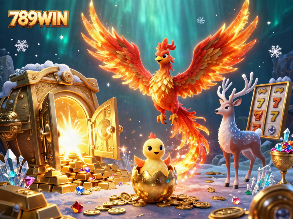 Experience the thrilling wins at 789WIN with a vibrant 3D gaming adventure illustration.