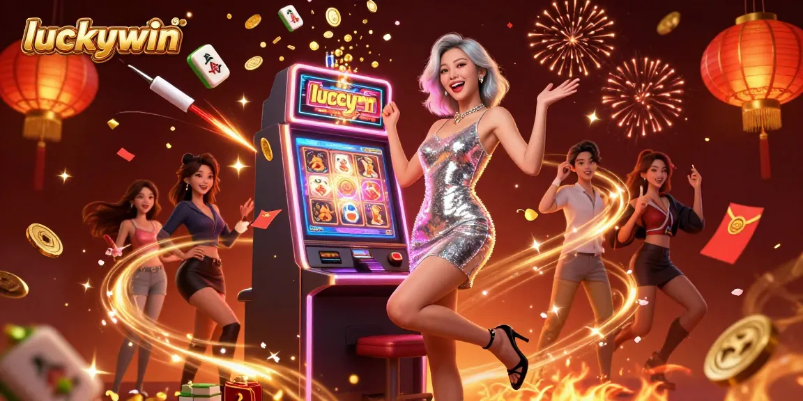 Experience thrilling gameplay with luckywin as golden coins fly from a jackpot slot machine in an exciting casino scene.