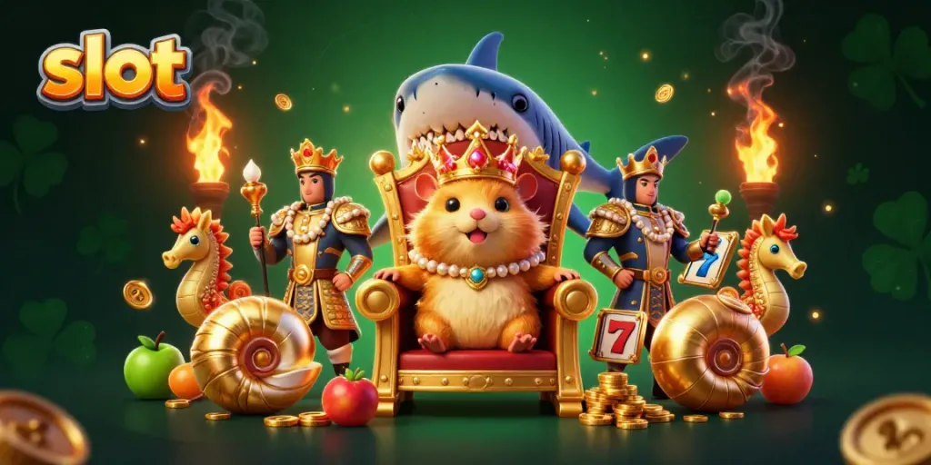 Slot penuh simbol keberuntungan dengan raja hamster kecil dan pengawal kuda laut.