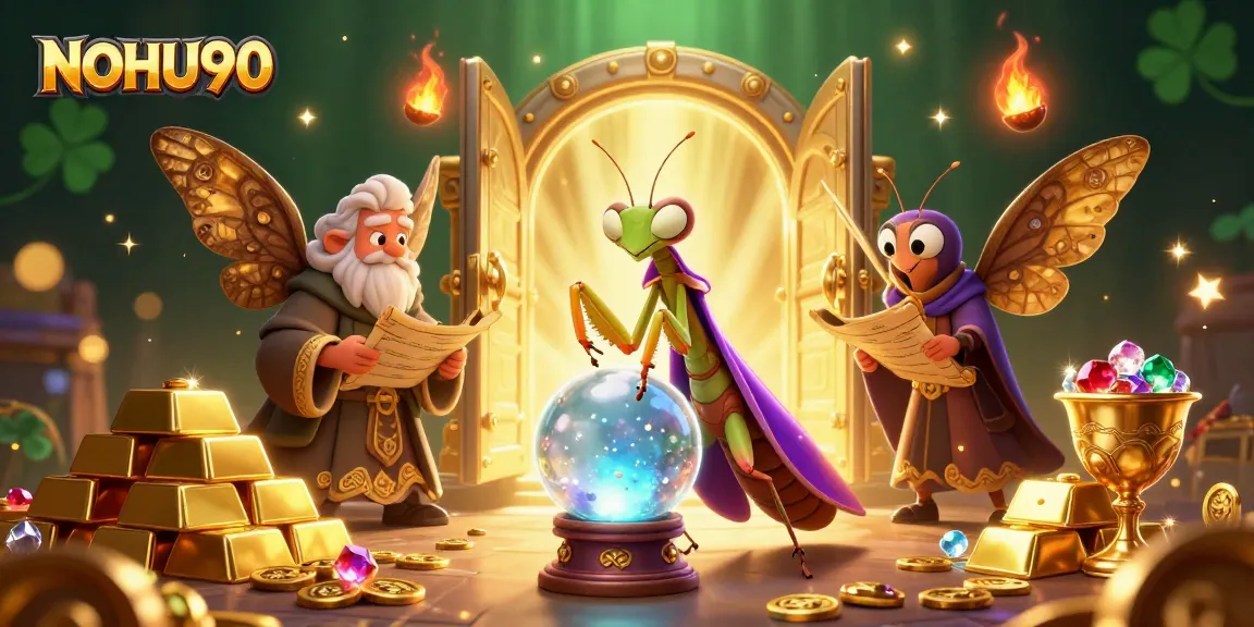 Experience the thrill of NOHU90 as fortune tellers and magical elements come together in a lively casino scene.