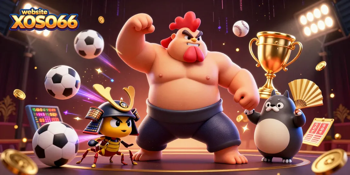 Experience thrilling action with website XOSO66, where sumo wrestlers and samurai fantasy meet vibrant casino excitement.