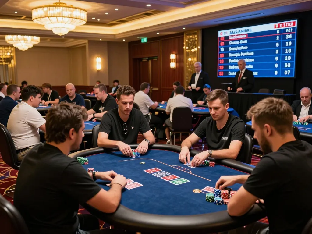 Players engage in a high-stakes poker tournament at bu88 casino, showcasing strategic gameplay and vibrant atmosphere