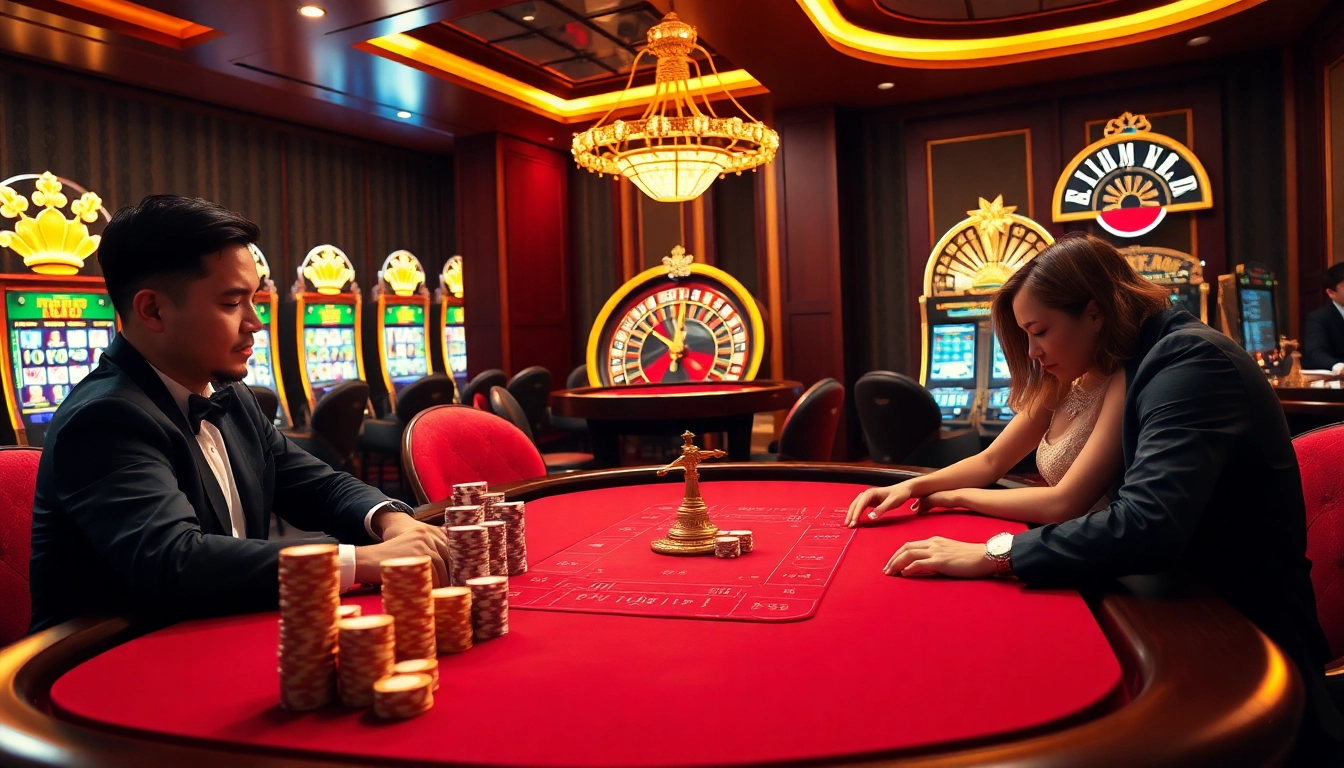 Experience the thrill of online gaming with link vào LUCKY88, showcasing luxurious casino elements.