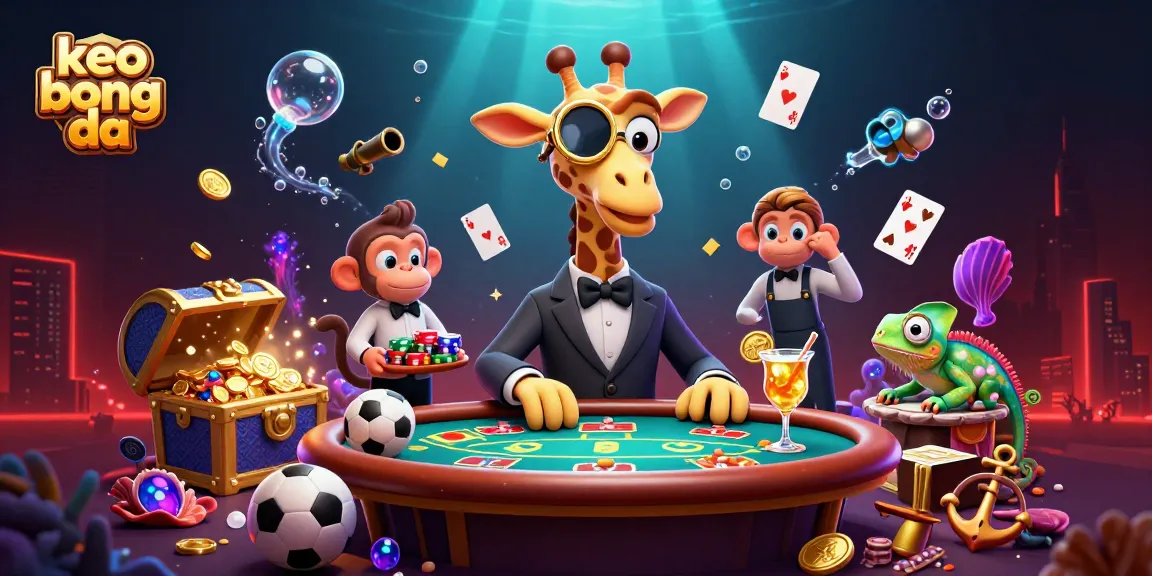 Bet on keo bong da with dynamic characters and vibrant casino-style elements.