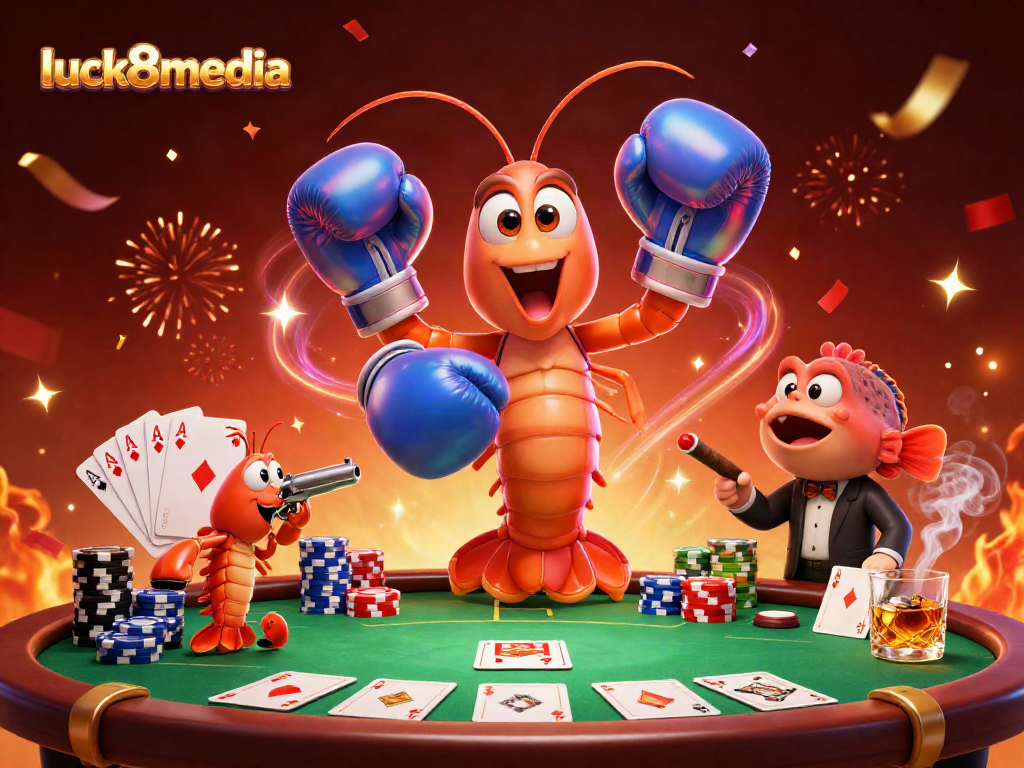Join the excitement of luck8media as colorful poker action unfolds in a vibrant scene.