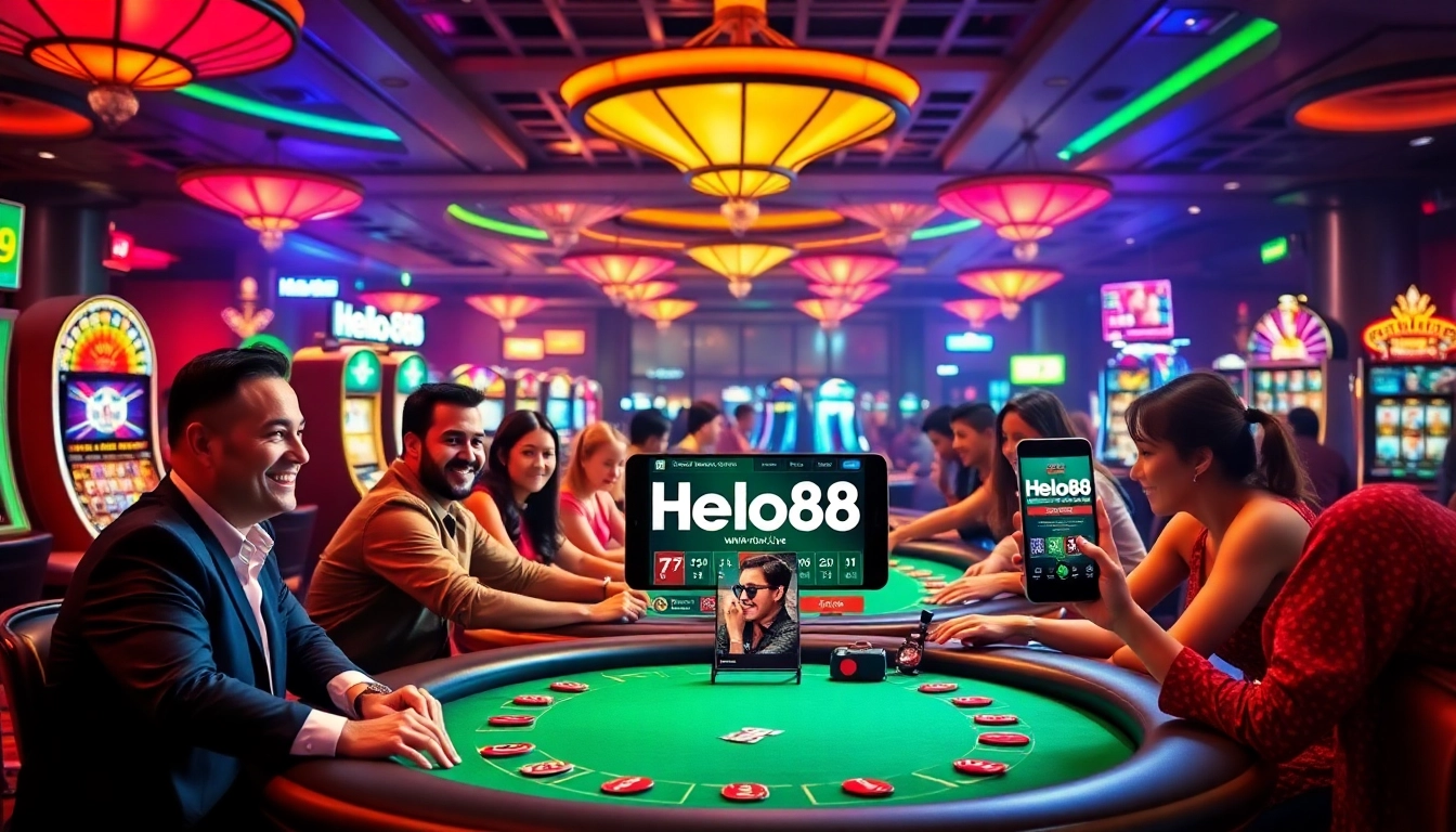 Hello88win.live engaging casino environment with diverse players enjoying gambling experiences.