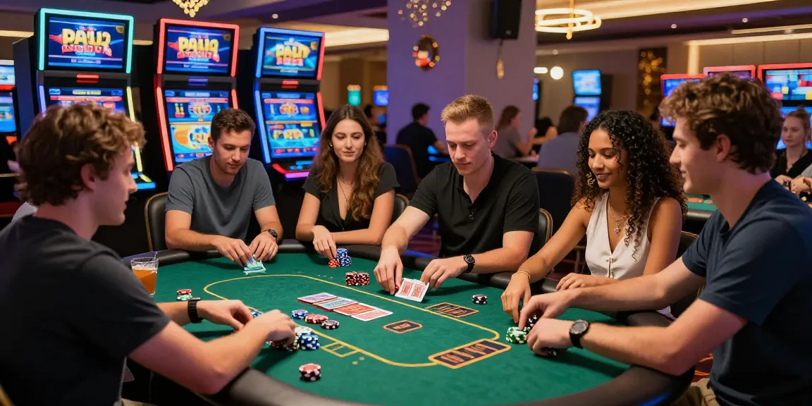 Players enjoying games at credit card casino sites in a vibrant casino environment.