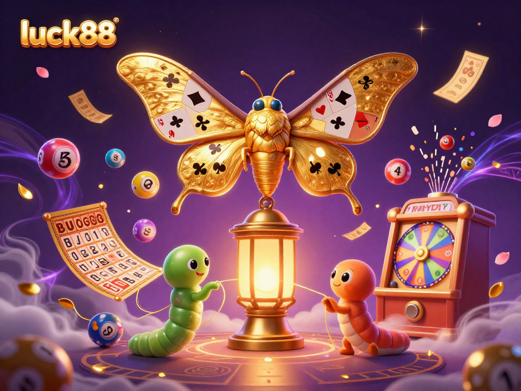 Experience luck88 thrills with vibrant casino scenes and animated elements in a 3D digital artwork.