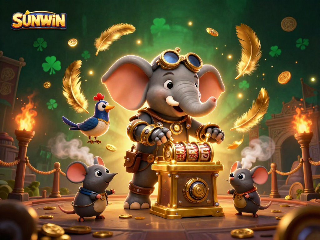 Engage in thrilling gaming adventures at SUNWIN with an electrifying slot machine scene.