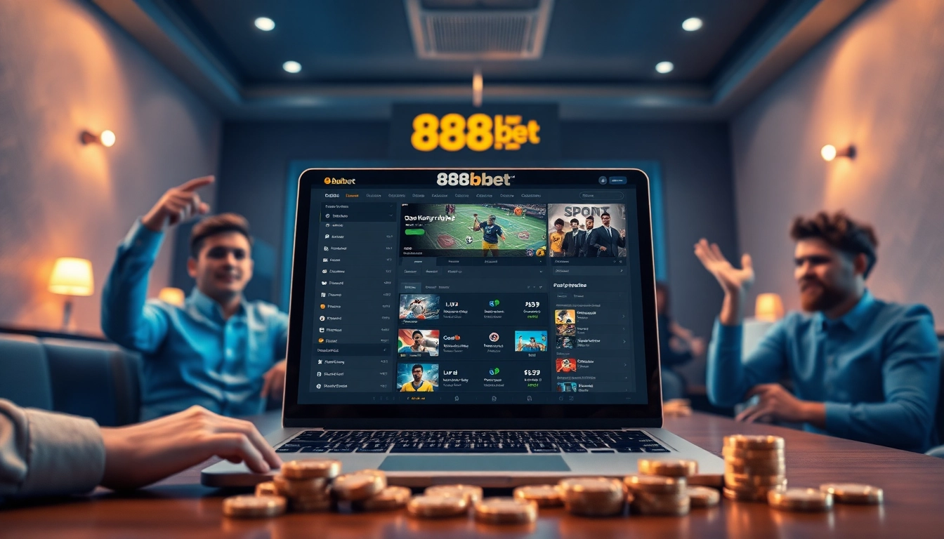 Engaging online gambling scene with 888b.bet interface showcasing sports betting and casino excitement.