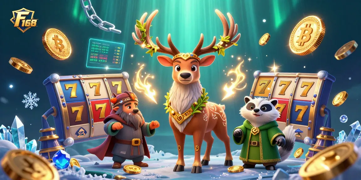 Engage in thrilling slot gameplay with F 168's mystical scene of winning reels and sparkling treasures.