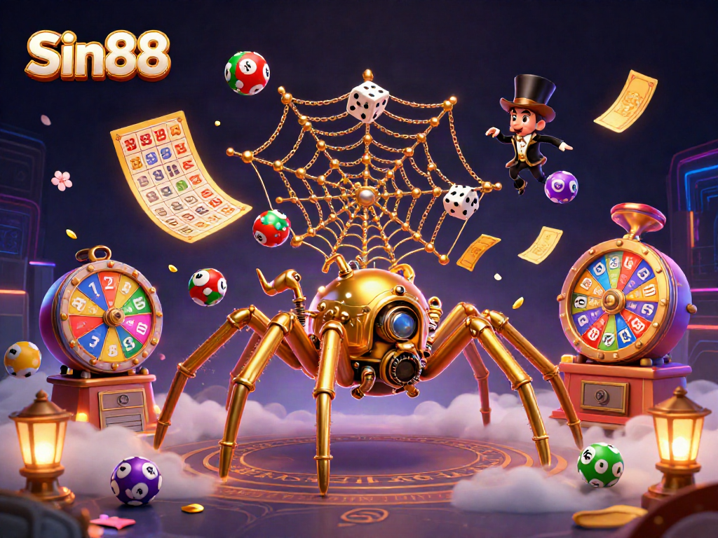 Engage in exciting gameplay at Sin88 with colorful elements like lottery balls and golden tickets.