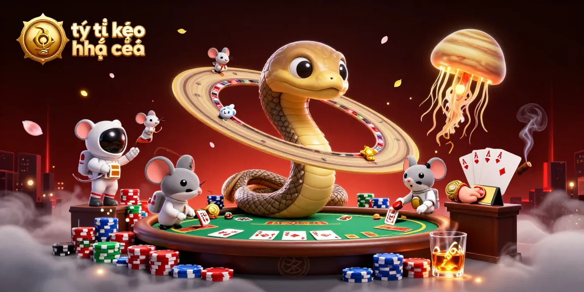 Engage in thrilling betting with tỷ lệ kèo nhà cái showcased in a cosmic casino scene.