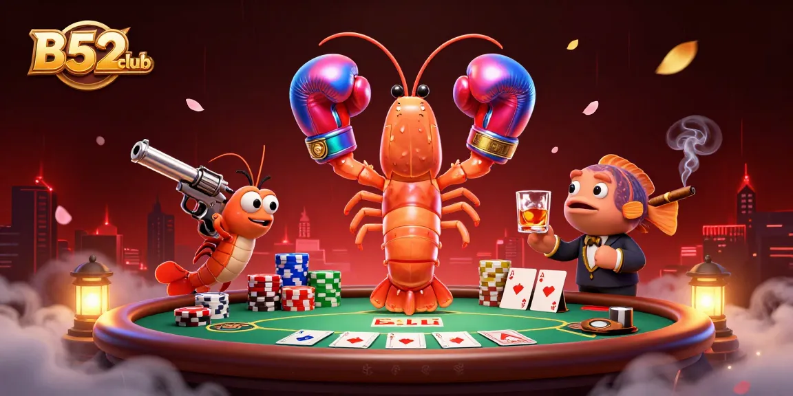B52club players engage in a thrilling poker game, surrounded by colorful chips and cards.
