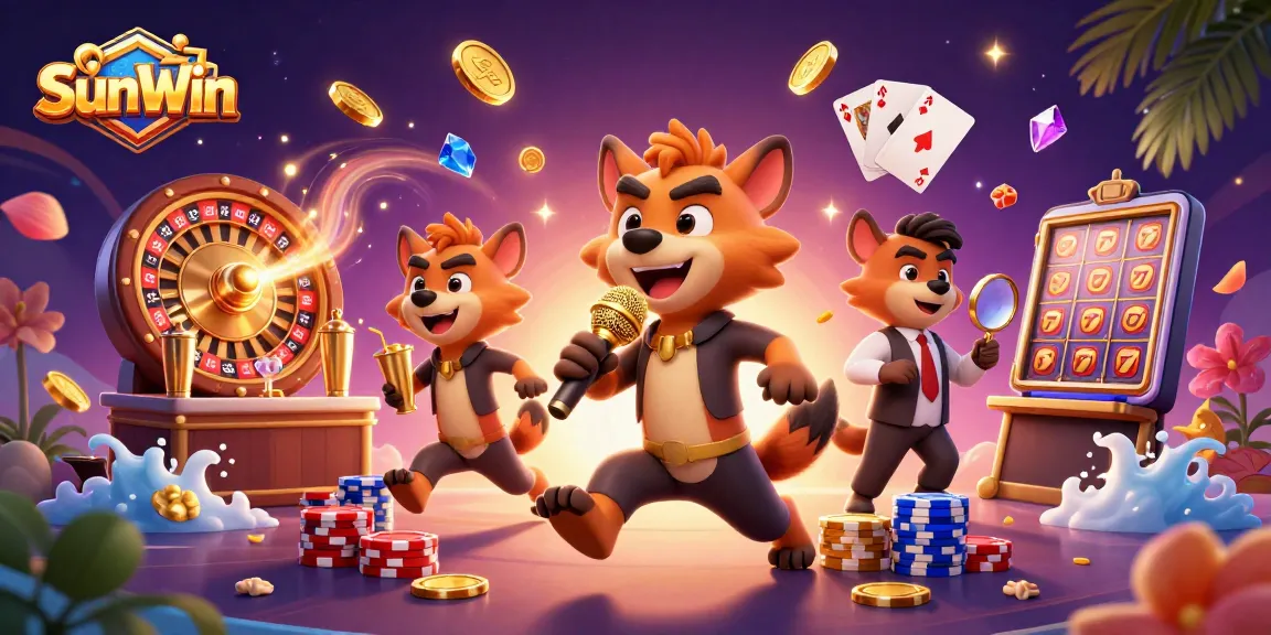 Engage with SunWin's lively casino atmosphere featuring entertainers and dynamic gaming elements.