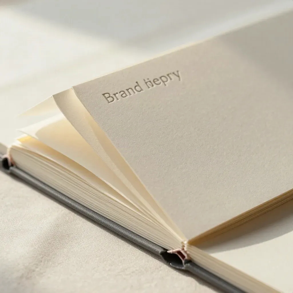 Macro of blank reply cards with tabs and a graphite spine on cream textile