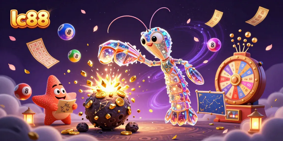 Engage with the vibrant excitement of lc88, where a galactic samurai and starfish navigate a jackpot of gems and coins.