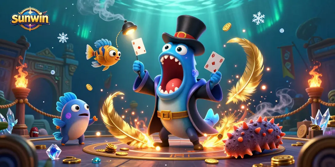 Experience the excitement of Sunwin with a magical underwater casino scene filled with vibrant characters and elements.