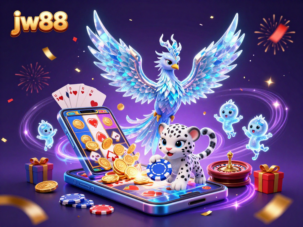 Engage with jw88's colorful slots alongside a captivating ice phoenix and playful snow leopard.