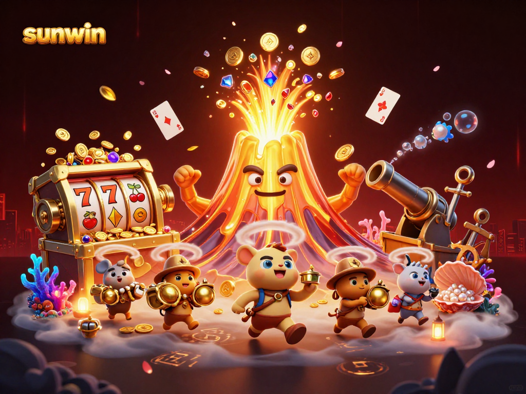 Engage in thrilling gameplay with sunwin as the golden volcano spews coins and treasures.