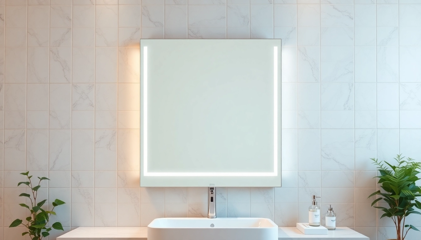 Admire the stunning elegant led mirror reflecting modern bathroom design.